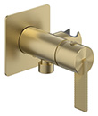Single lever bidet mixer with outlet and holder